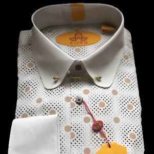 Premium luxury men’s bar pin collar dress shirt